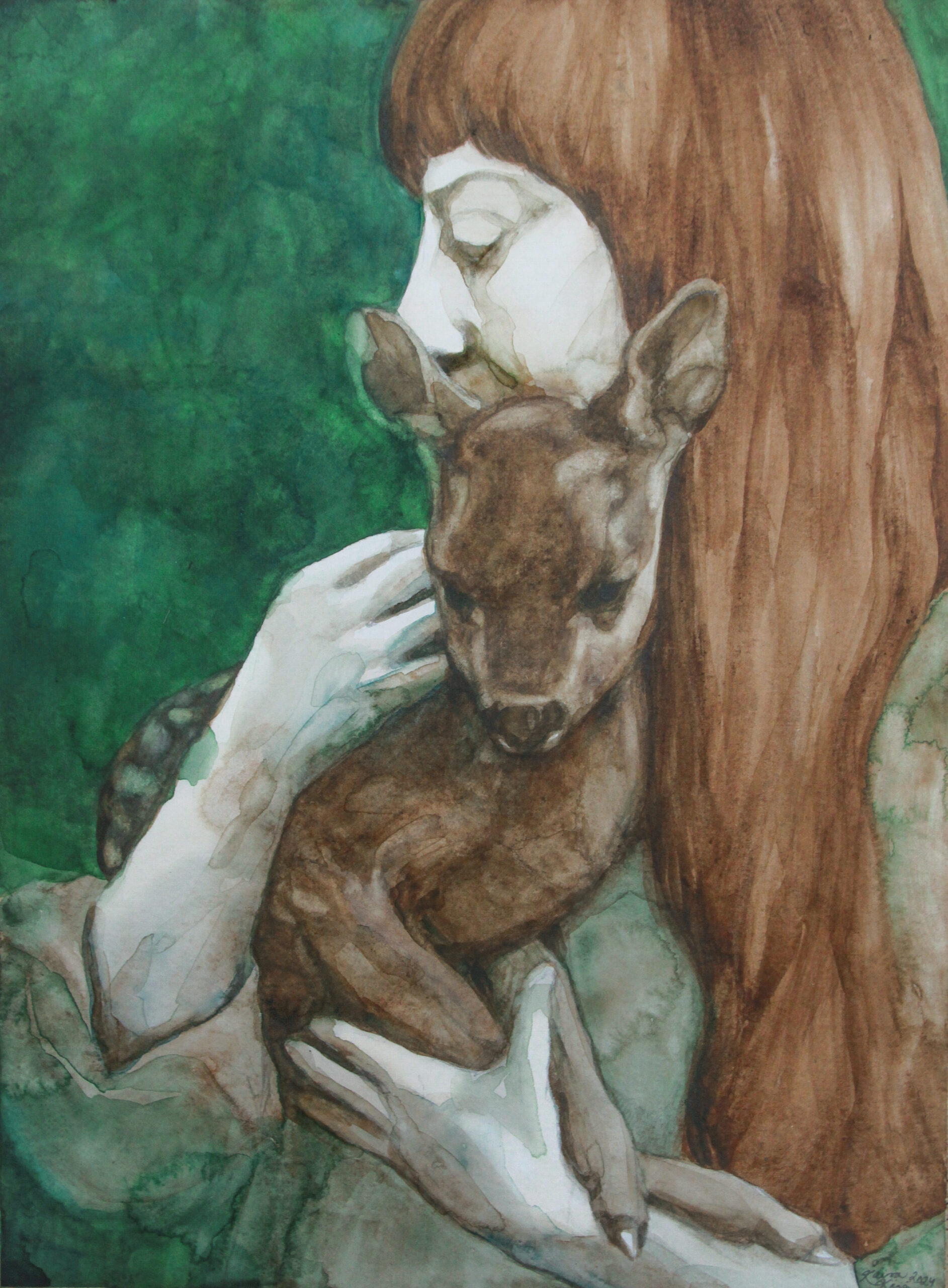 Simonan luonne 2024 38x28cm Lyijy, akvarelli ja guassi paperille